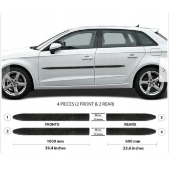 Audi A3 2014+ Listwy CZARNE Boczne Drzwi