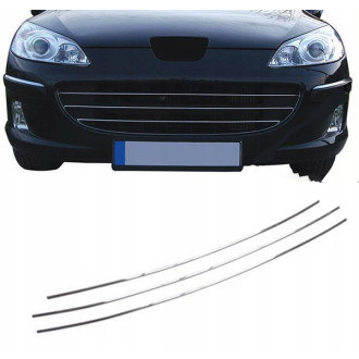 Peugeot 407 Listwy CHROM GRILL atrapa 3 szt Tuning