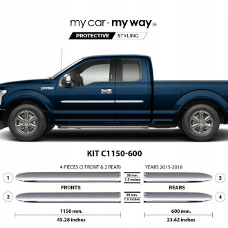 Ford F150 15-18 - Listwy CHROM Boczne Drzwi Środek